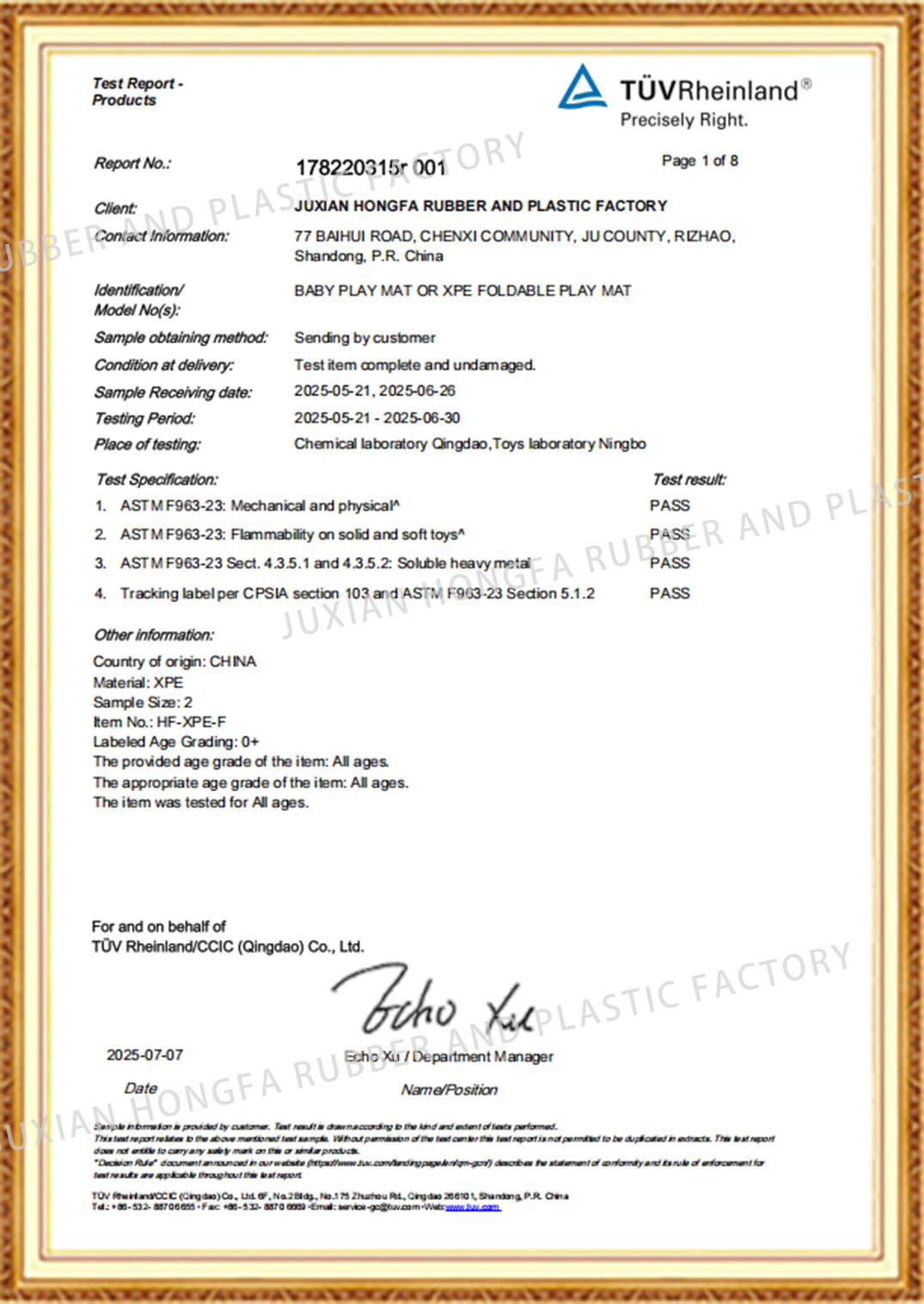 BABY PLAY MAT-ASTM F963-2025